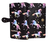 Large Zipper Wallet Unicorn Black