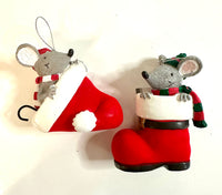 Mouse in Santa Hat/Boot Ornament