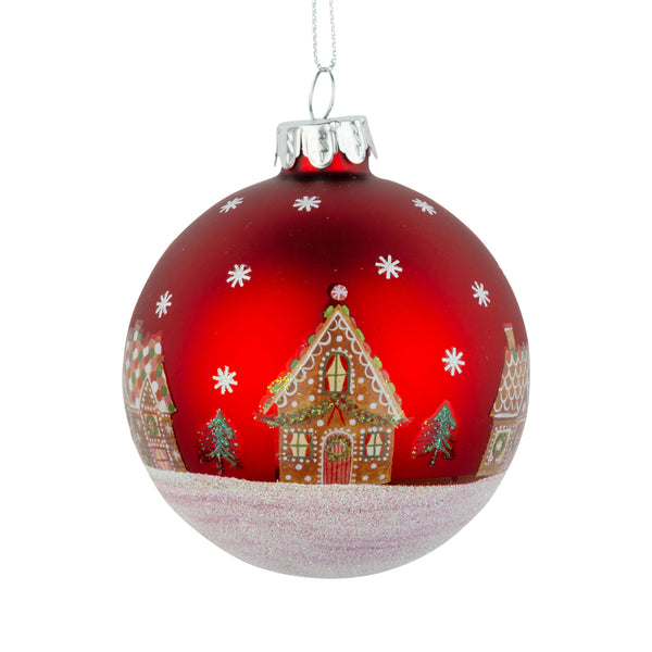 Glass Gingerbread House Ball Ornament