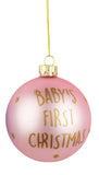 Glass Baby's First Christmas Ball Ornament Pink