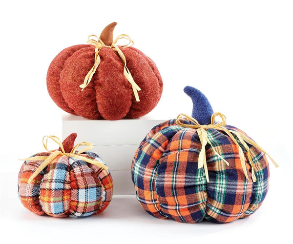 Plaid Pumpkin Decor Set