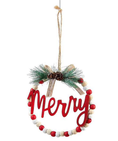 Wooden Merry Beaded Ornament