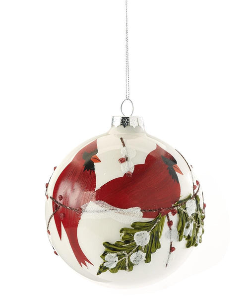 Glass Cardinal Ball Ornament