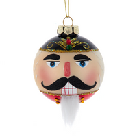 Glass Nutcracker Face Ball Ornament