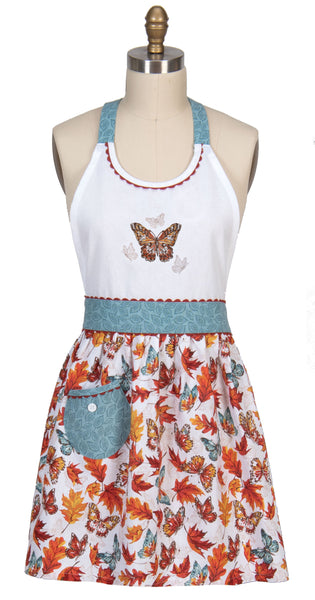 Autumn Days Embroidered Hostess Apron w/Pocket