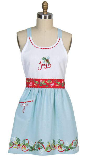 Christmas Morning Embroidered Hostess Apron w/Pocket
