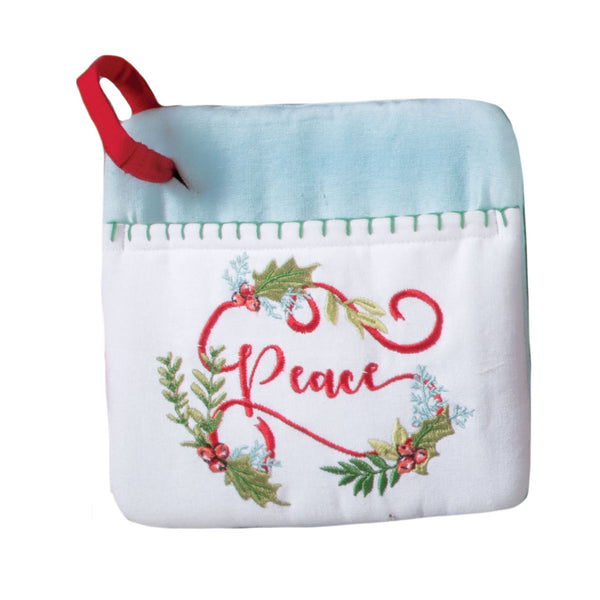 Christmas Morning Embroidered Pocket Mitt