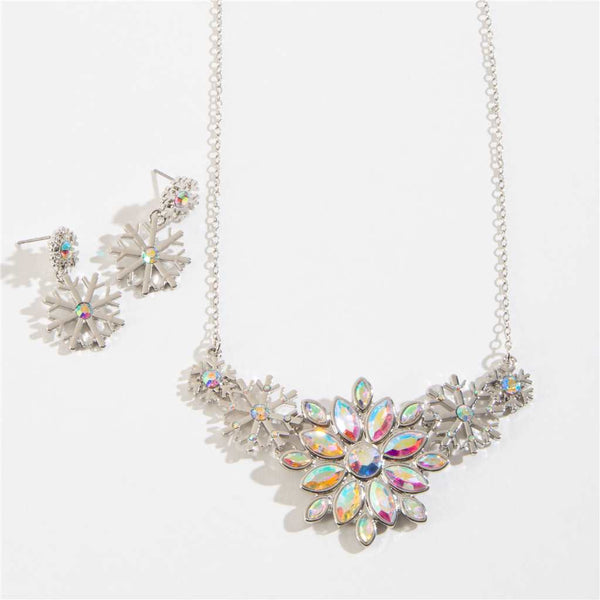 Necklace & Earrings Set Iridescent Snowflake