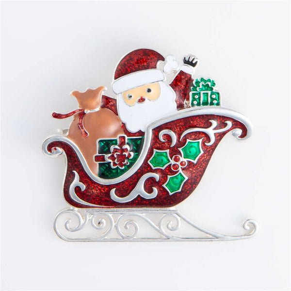 Brooch Santa Sleigh