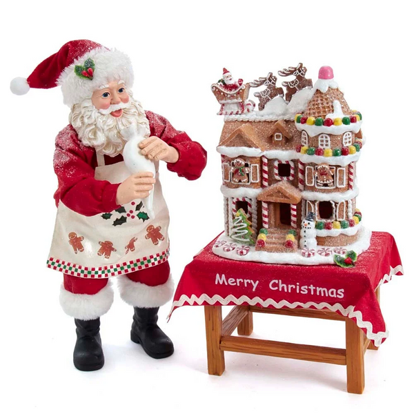 Santa w/LED Gingerbread House