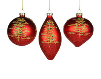 Glass Red w/Gold Tree Ornament