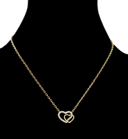 Double Heart Necklace Gold