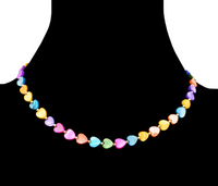 Beaded Hearts Necklace Bright