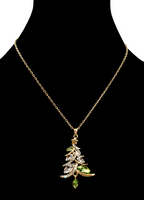 Crystal Christmas Tree Necklace Gold