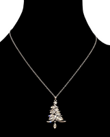 Crystal Christmas Tree Necklace Silver