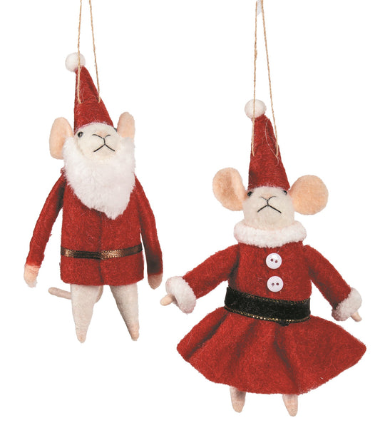 Felt Santa/Mrs. Claus Mouse Ornament