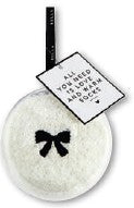 Cozy Socks Ornament Ivory w/Black Bow