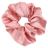 Satin Rhinestone Scrunchie in Diamond Blush