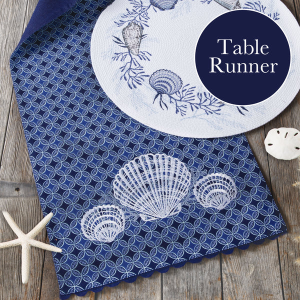 Blue Shells Coastal Table Runner