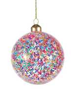 Glass Rainbow Glitter Ball Ornament