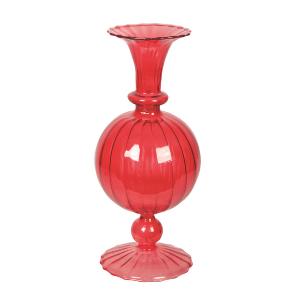 Blown Glass Ball Vase Red