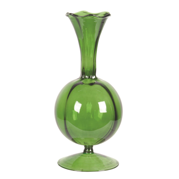 Blown Glass Ball Vase Green