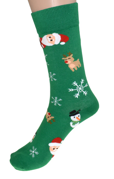 Women's Socks Christmas Collage Green