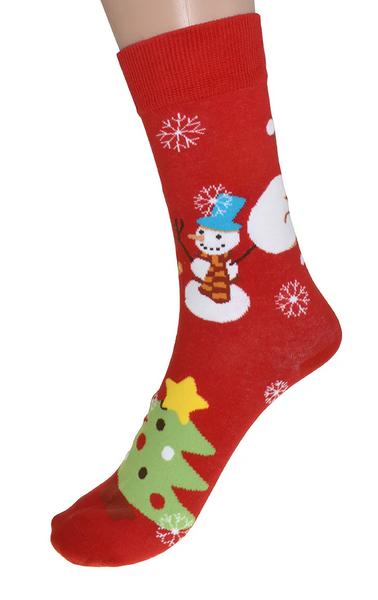 Women's Socks Christmas Collage Red