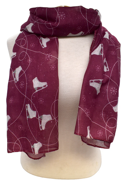 Patterned Scarf Ice Skates Maroon