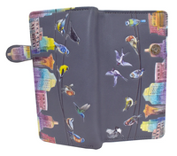 Large Zipper Wallet Birds On A Wire Grey