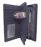 Large Zipper Wallet Birds On A Wire Grey