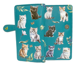 Large Zipper Wallet Kitten Garden Teal