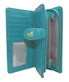 Large Zipper Wallet Kitten Garden Teal
