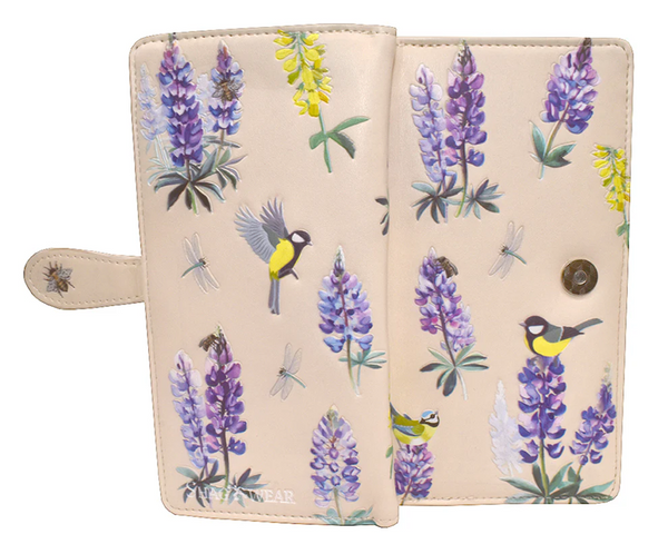 Large Zipper Wallet Summer Lupines Beige