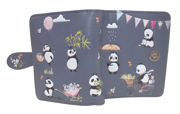 Small Zipper Wallet Pandas Grey