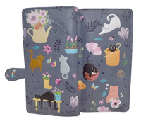 Large Zipper Wallet Cats In The Garden Grey