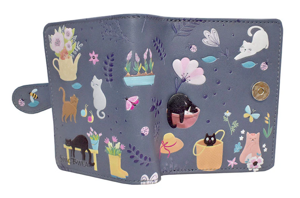 Small Zipper Wallet Cats In The Garden Grey