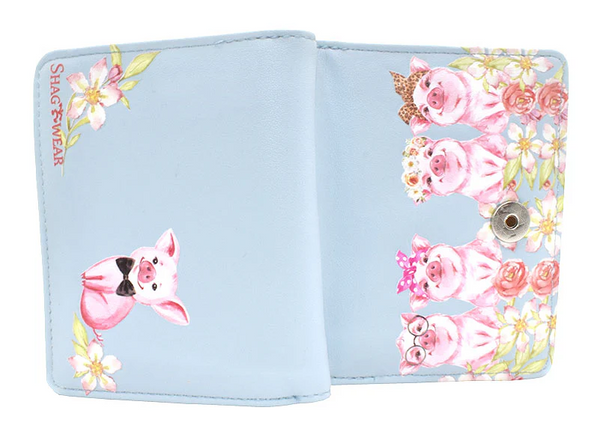 Small Zipper Wallet Fancy Pigs Blue