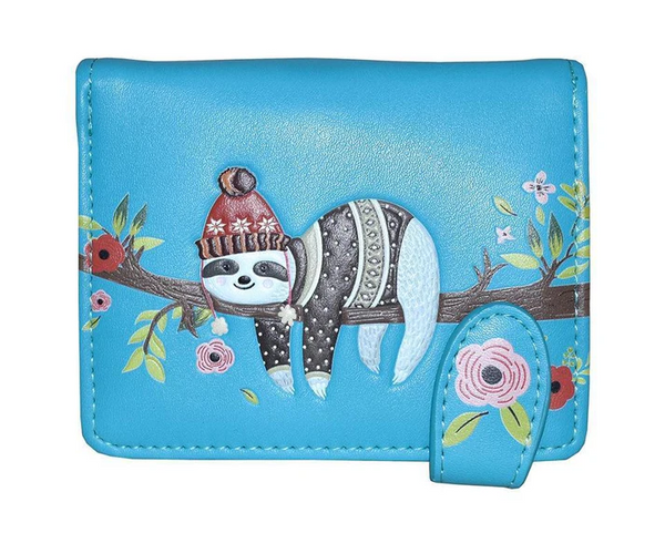 Zipper Wallet Chillin' Sloth Teal Small