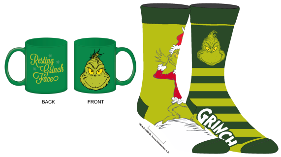 The Grinch Resting Grinch Face Mug & 2 Pairs Socks Giftset