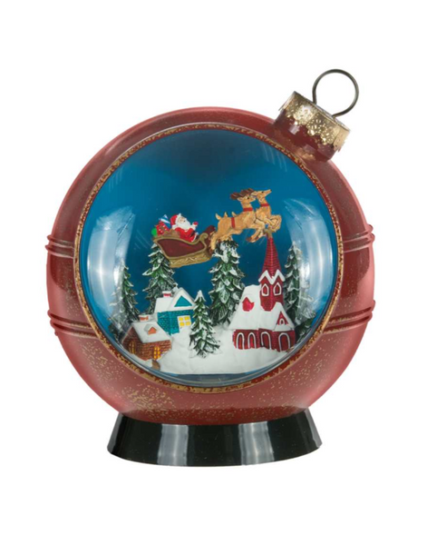 Santa Scene LED Ornament Snow Globe