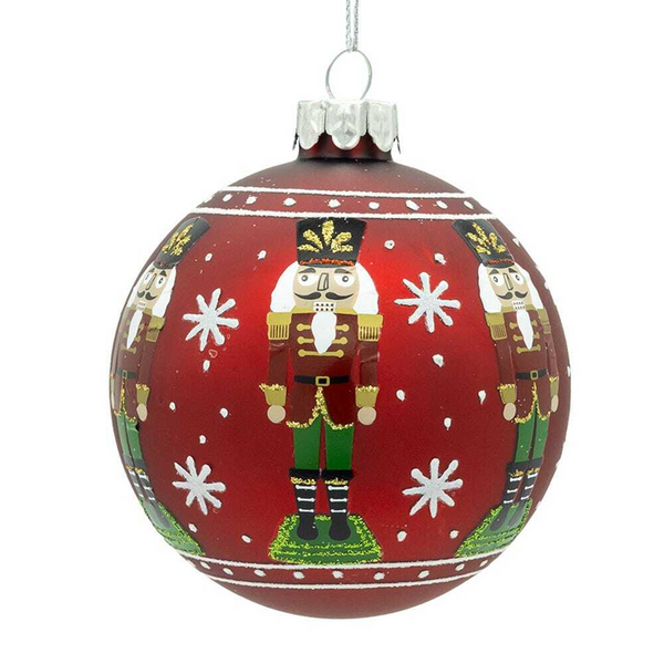 Glass Nutcracker Ball Ornament