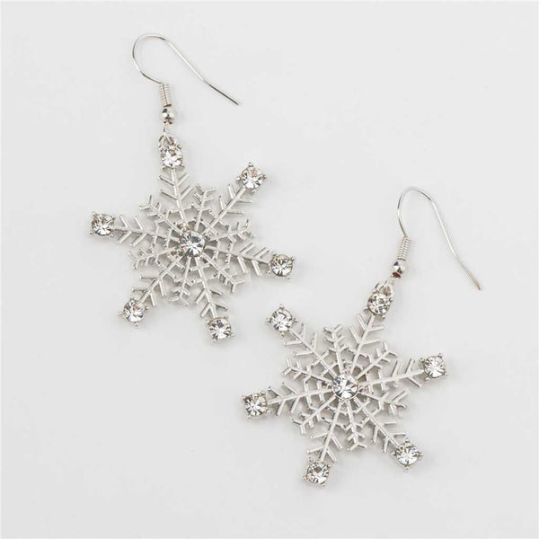 Jewelled Snowflake Earrings Silver