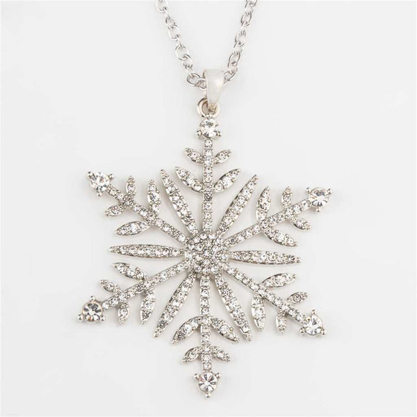 Jewelled Snowflake Necklace Silver