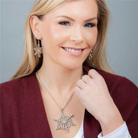 Jewelled Snowflake Necklace Silver