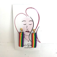 Rainbow Pride Dangle Earrings Rectangles Vertical