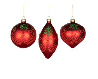 Glass Red Scalloped Ornament