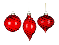 Glass Translucent Red Swirl Ornament