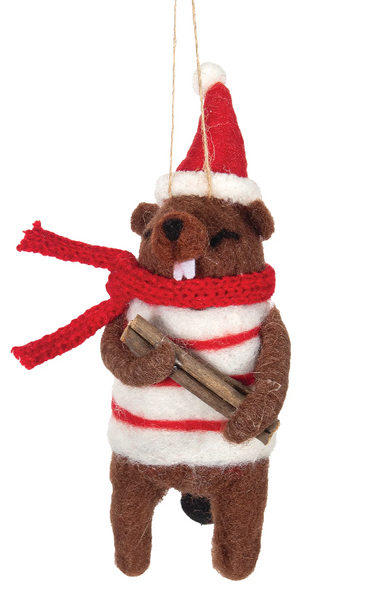 Felt Holiday Beaver Ornament