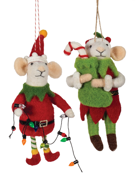 Felt Mouse Elf Ornament